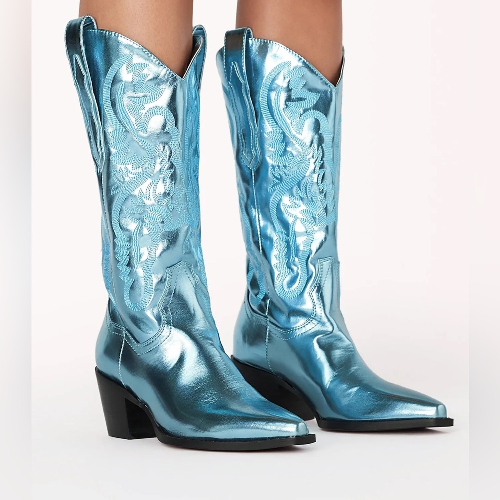Billini Danilo Boots Ice Blue Metallic 8 New